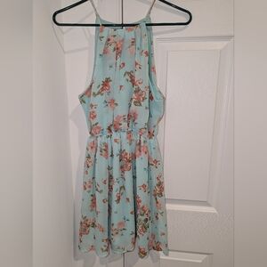 Teal and peach dress